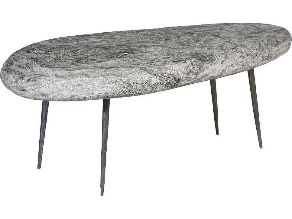 Phillips Collection Wood Gray Stone Coffee Table