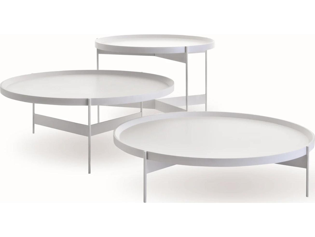 Pianca Abaco Tall Round Coffee Table Matt White