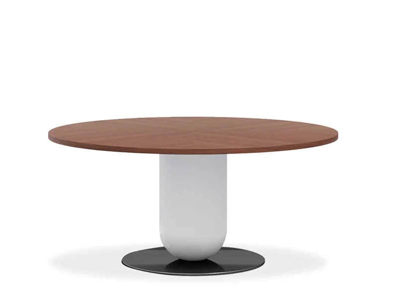 Pianca Ettore Round Wood Walnut Fog Grey Glossy Titanium Dining Table