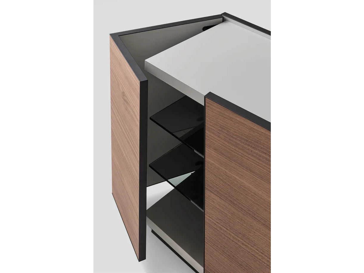 Pianca Cornice 82" Walnut Wood Fog Grey Sideboard