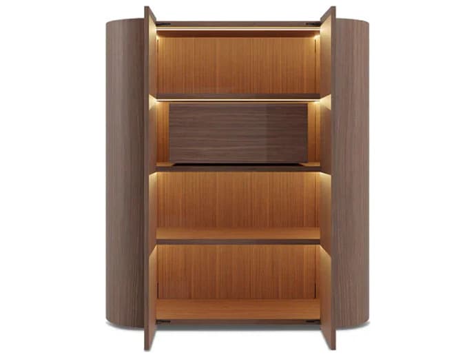 Pianca Dedalo Bar Sideboard 55" Walnut/Matt Titanium