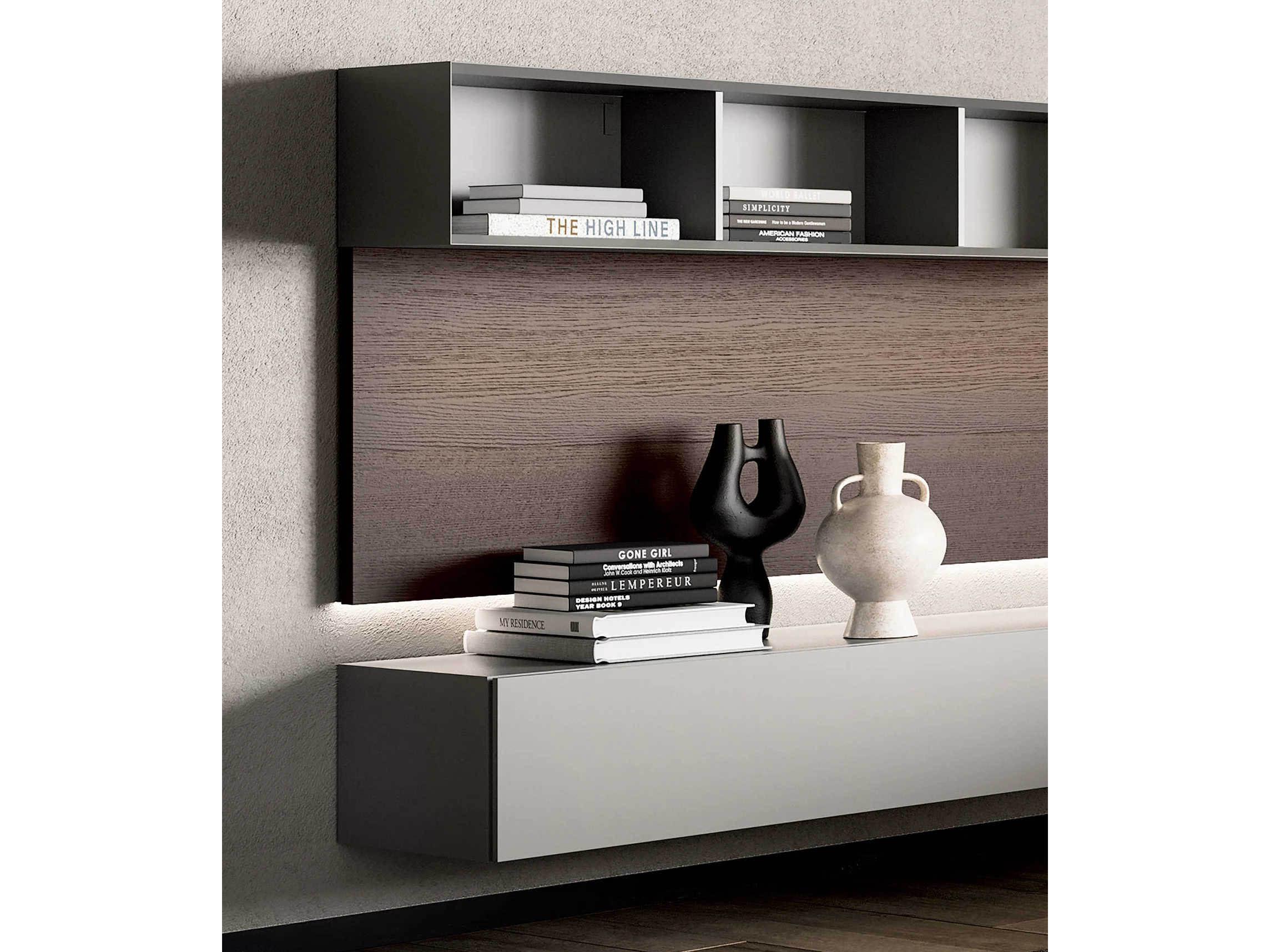 Pianca People 118" Burnt Oak Grey Media Console