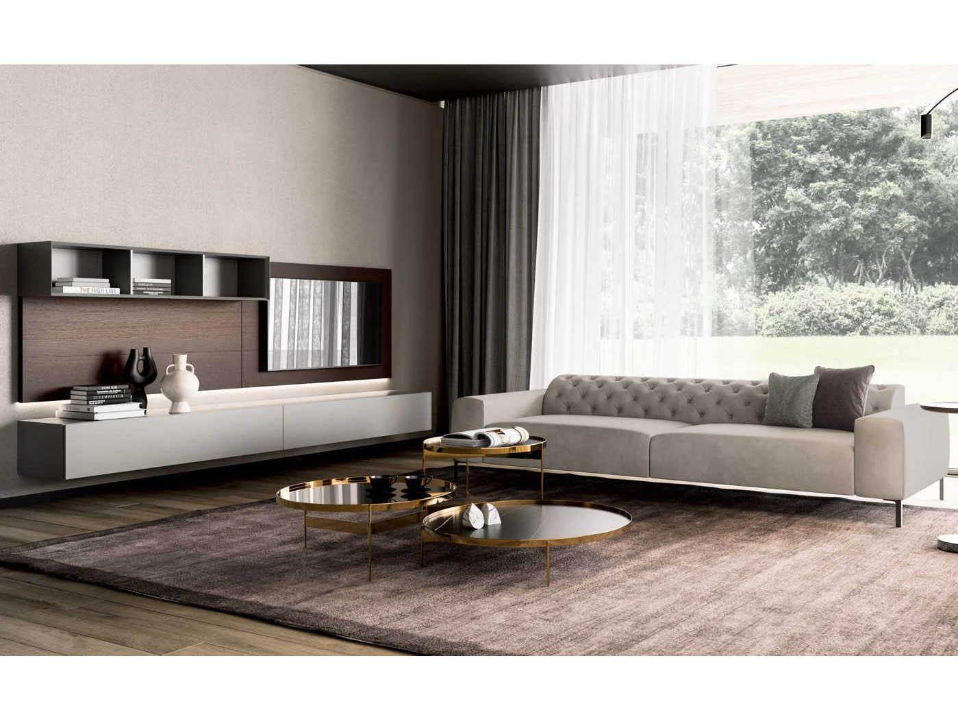 Pianca People 118" Burnt Oak Grey Media Console