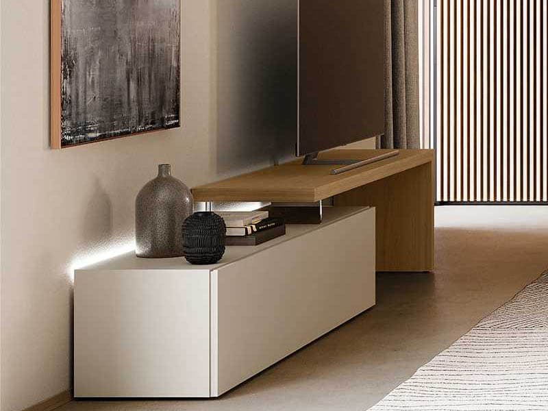 Pianca Domoino 111" Walnut Wood White Media Console