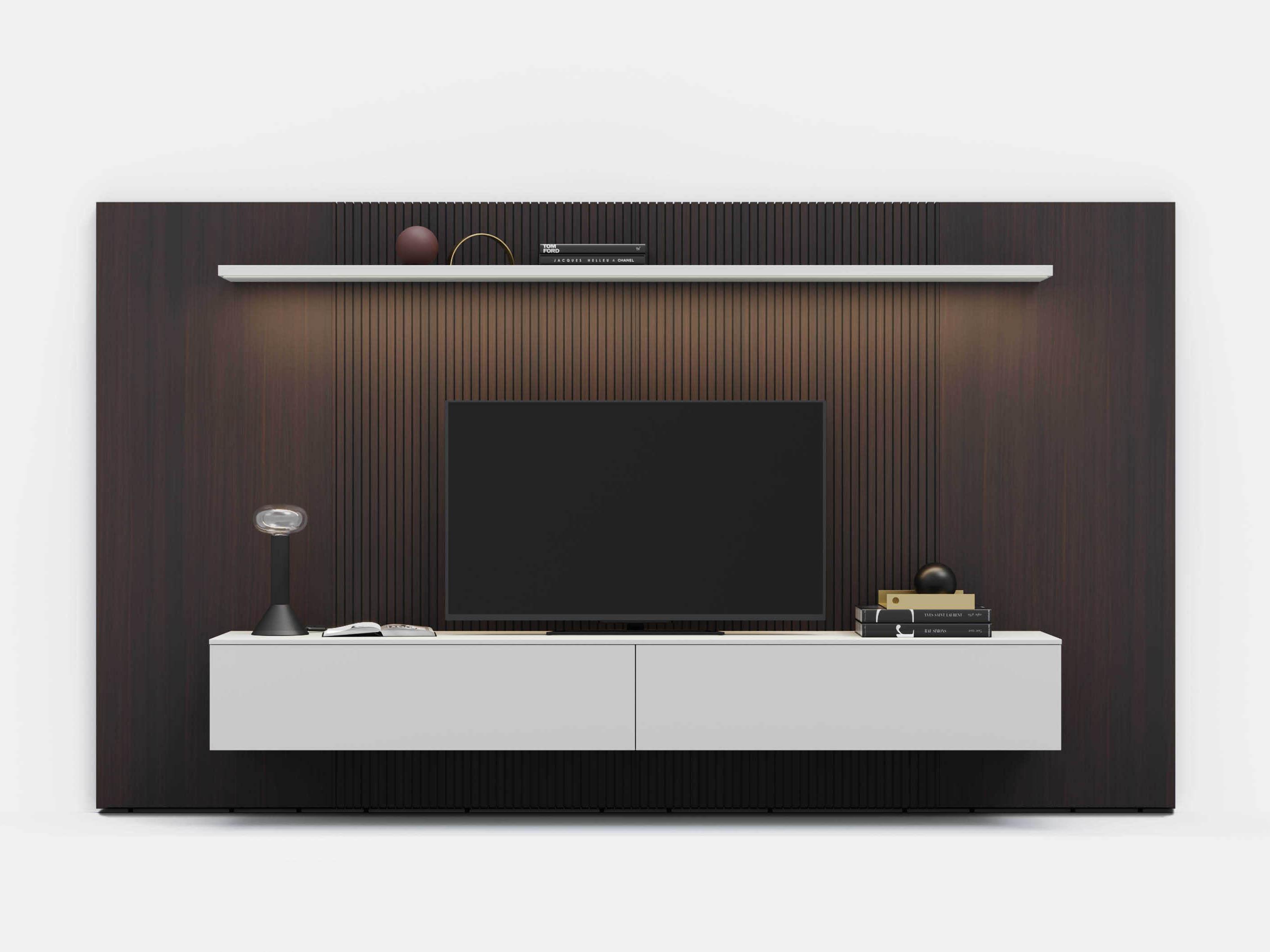 Pianca Spazio 149" Oak Wood Burnt Grey Media Console