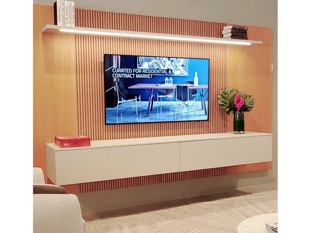 Pianca Spazio Wall Unit Comp. 126" Natural Ash/Beige Seta Matt Lacquer