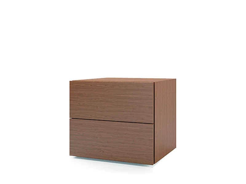 Pianca People 2-Drawers Brown Walnut Wood Nightstand