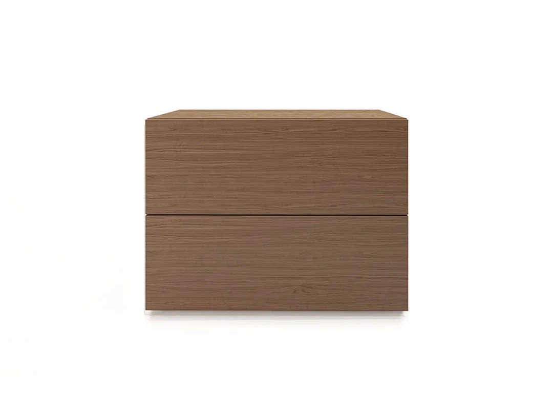 Pianca People 2-Drawers Brown Walnut Wood Nightstand