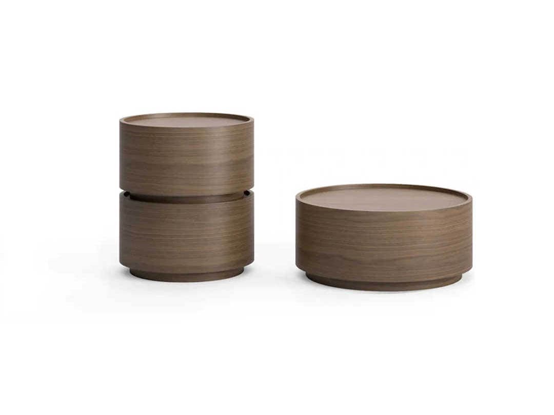 Pianca Dedalo 1-Drawer Brown Walnut Wood Nightstand