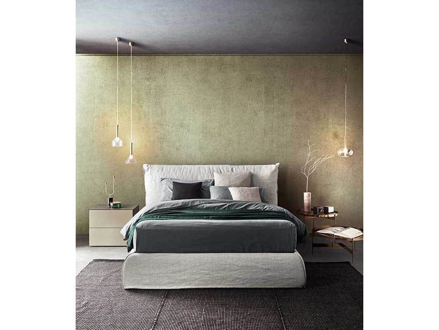 Pianca Piumotto Beige Upholstered King Platform Bed