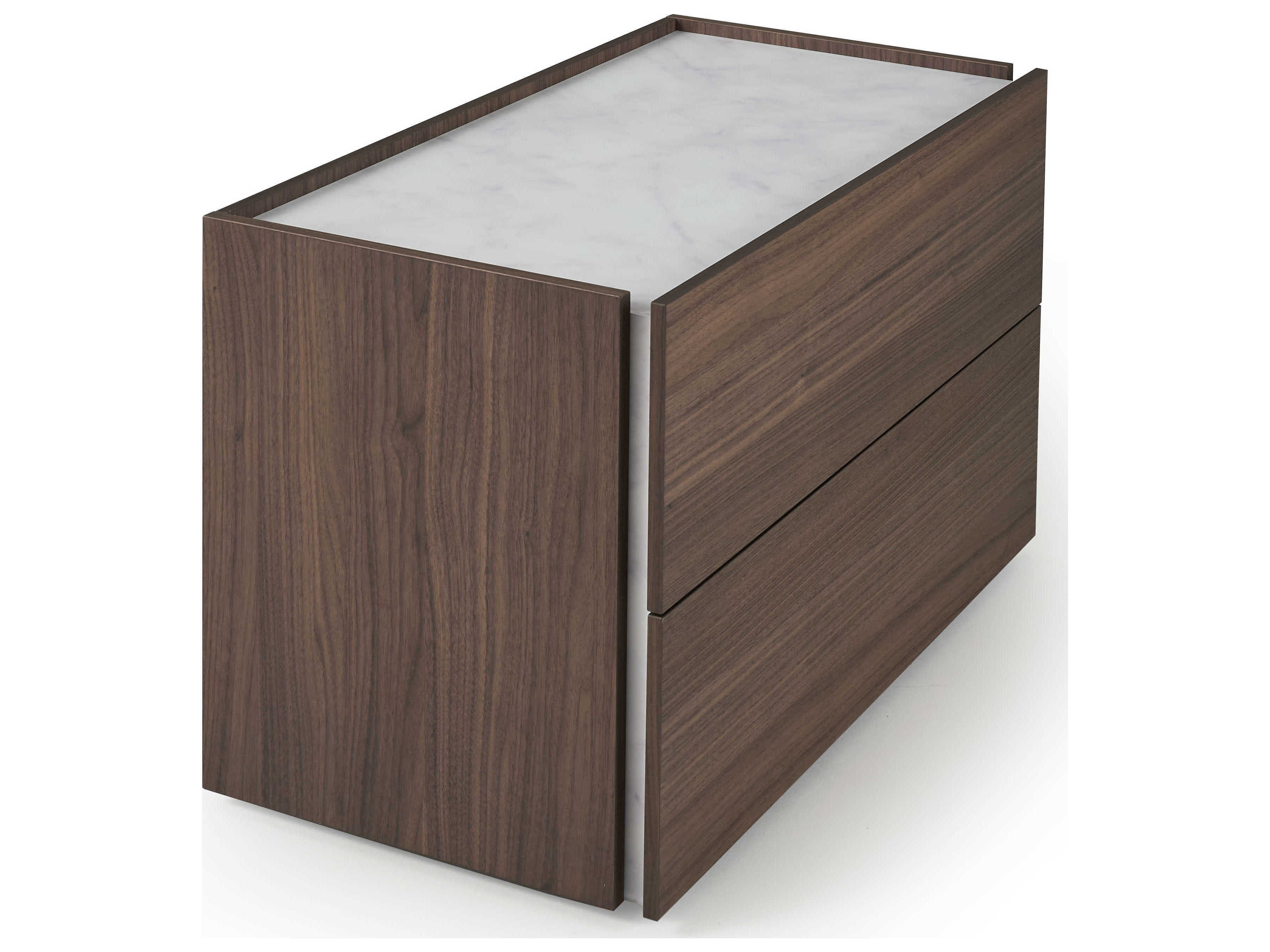 Pianca Atlante 2-Drawers Brown Walnut Wood Nightstand