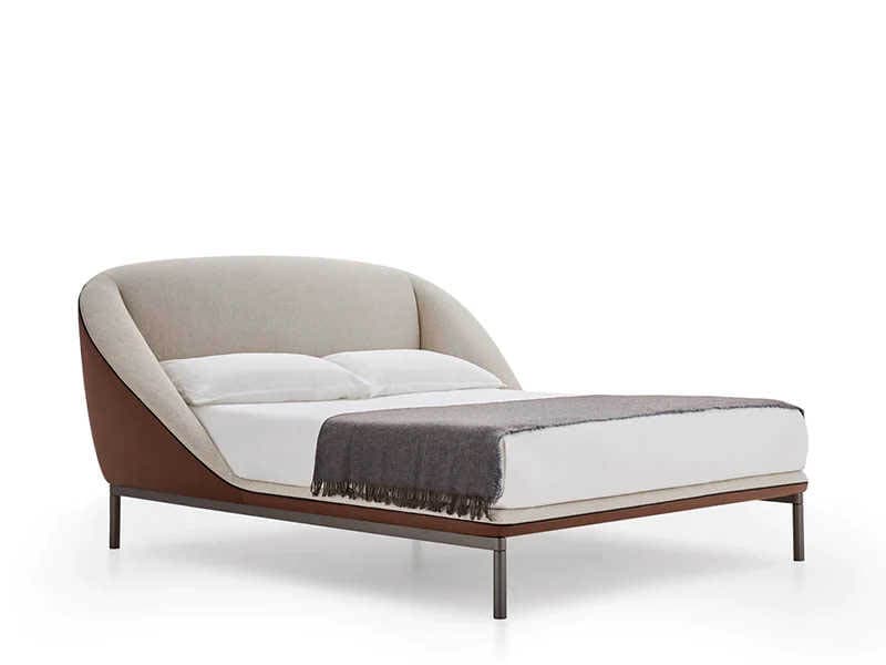 Pianca Domenica Beige Brown Titanium Gray Upholstered King Panel Bed