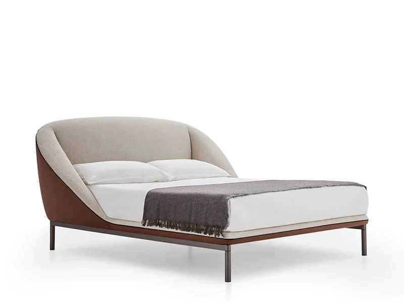 Pianca Domenica Beige Brown Titanium Gray Upholstered Queen Panel Bed