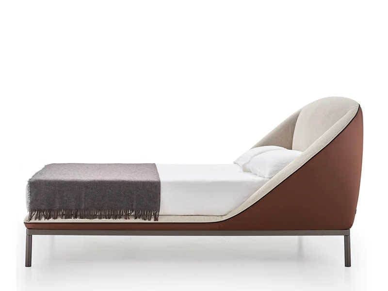 Pianca Domenica Beige Brown Titanium Gray Upholstered Queen Panel Bed