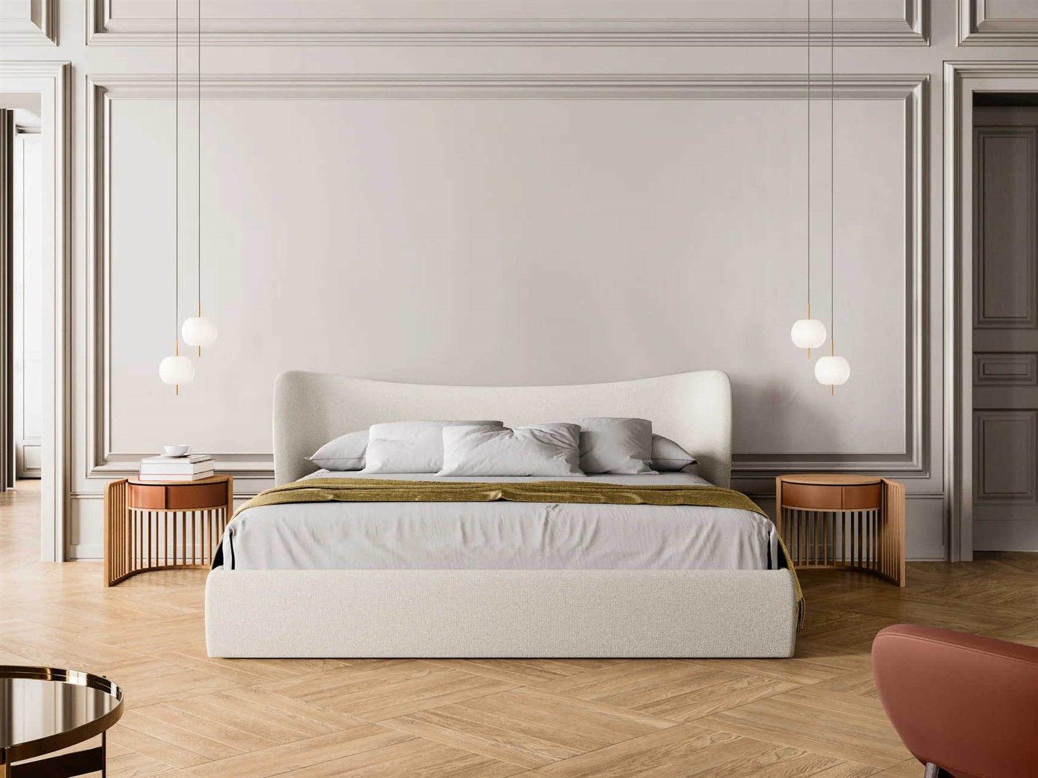 Pianca Embrace Beige Upholstered Queen Panel Bed