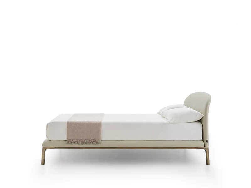 Pianca Rada Beige Glossy Bronze Upholstered King Panel Bed