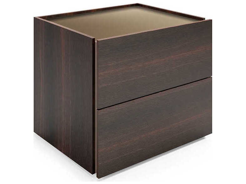 Pianca Atlante 2-Drawers Brown Oak Wood Nightstand