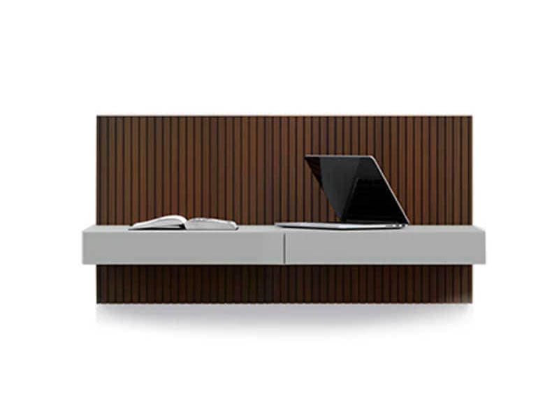 Pianca Ala Floating Burnt Oak Grey Brown Wood Desk