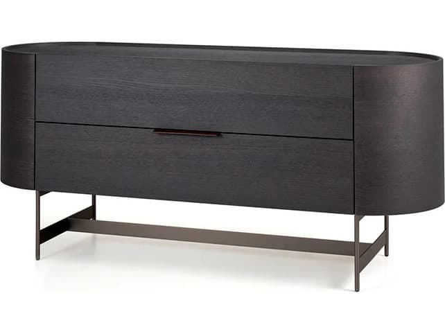 Pianca Dedalo 2 Drawers Dresser 67" Dark Grey Ash/Titanium Base