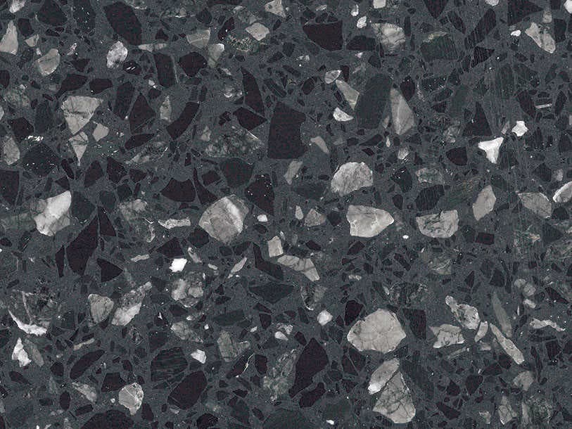 Pianca Contralto Round Wood Walnut Bronze Terrazzo Stone End Table