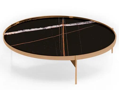 Pianca Abaco Round Glass Sahara Matt Marble Glossy Coffee Table