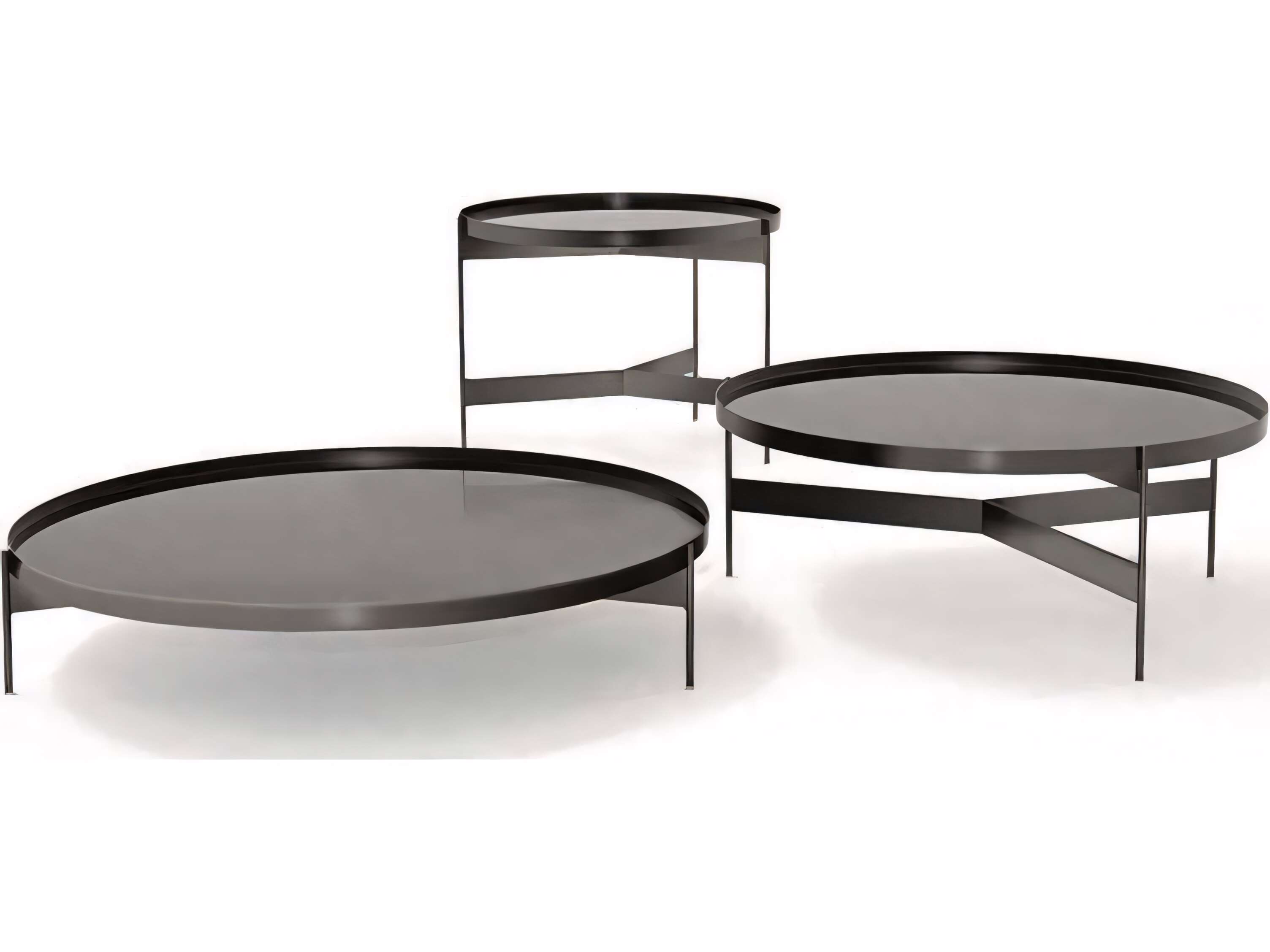 Pianca Abaco Round Metal Glossy Titanium Coffee Table