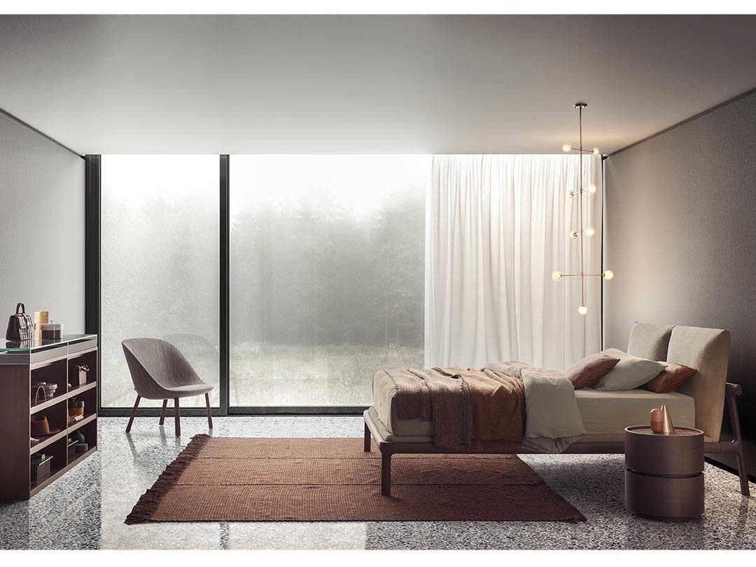 Pianca Fushimi Beige Solid Wood Upholstered King Platform Bed