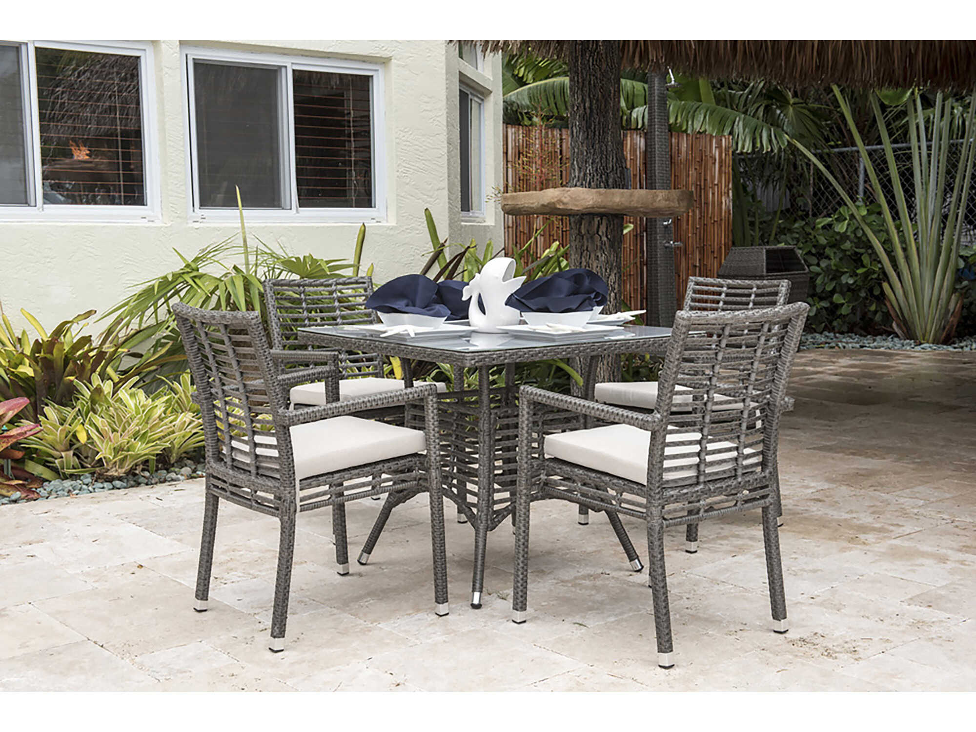 Panama Jack Graphite Wicker Patio Dining Set