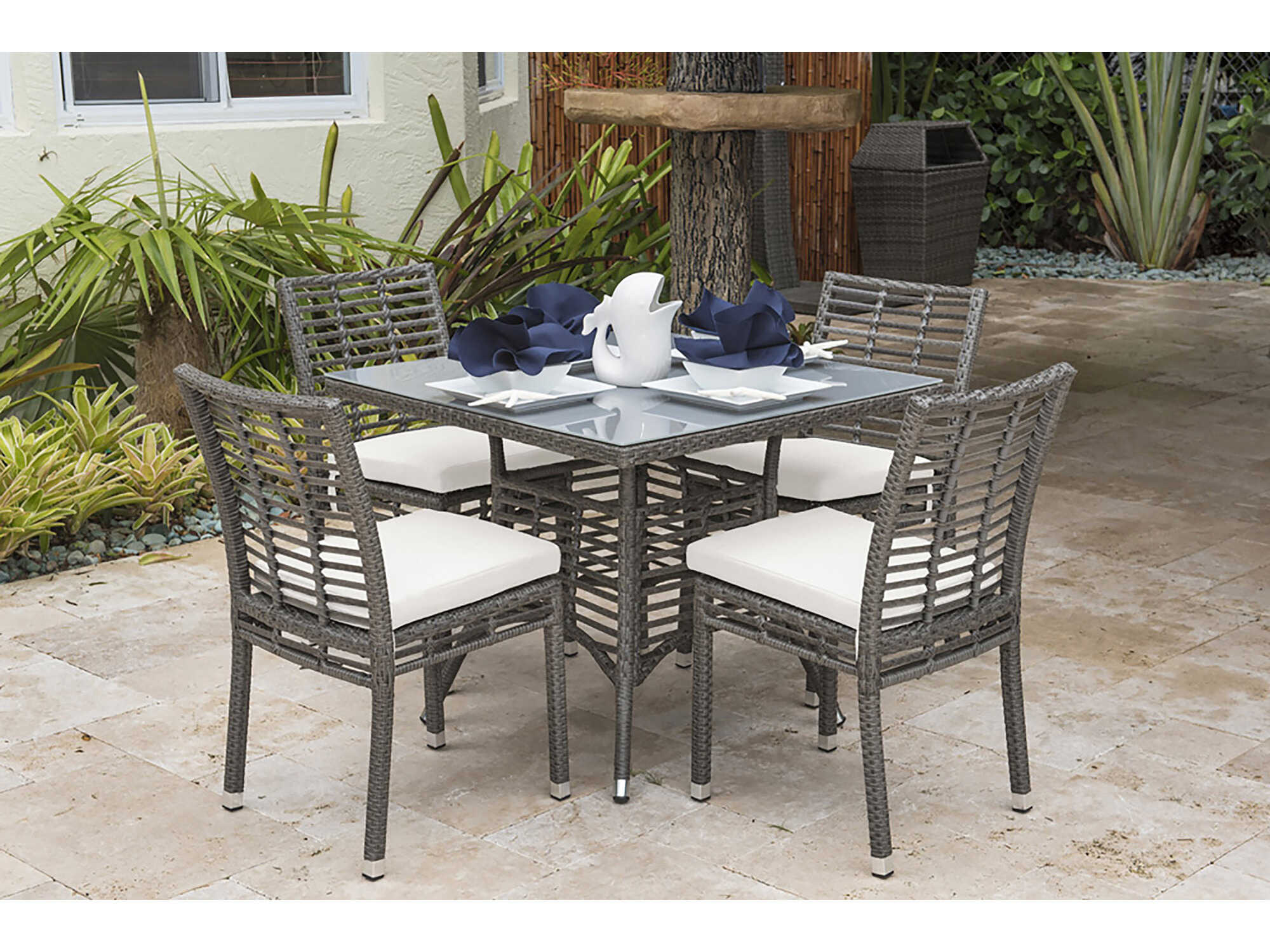 Panama Jack Graphite Wicker Outdoor Dining Set