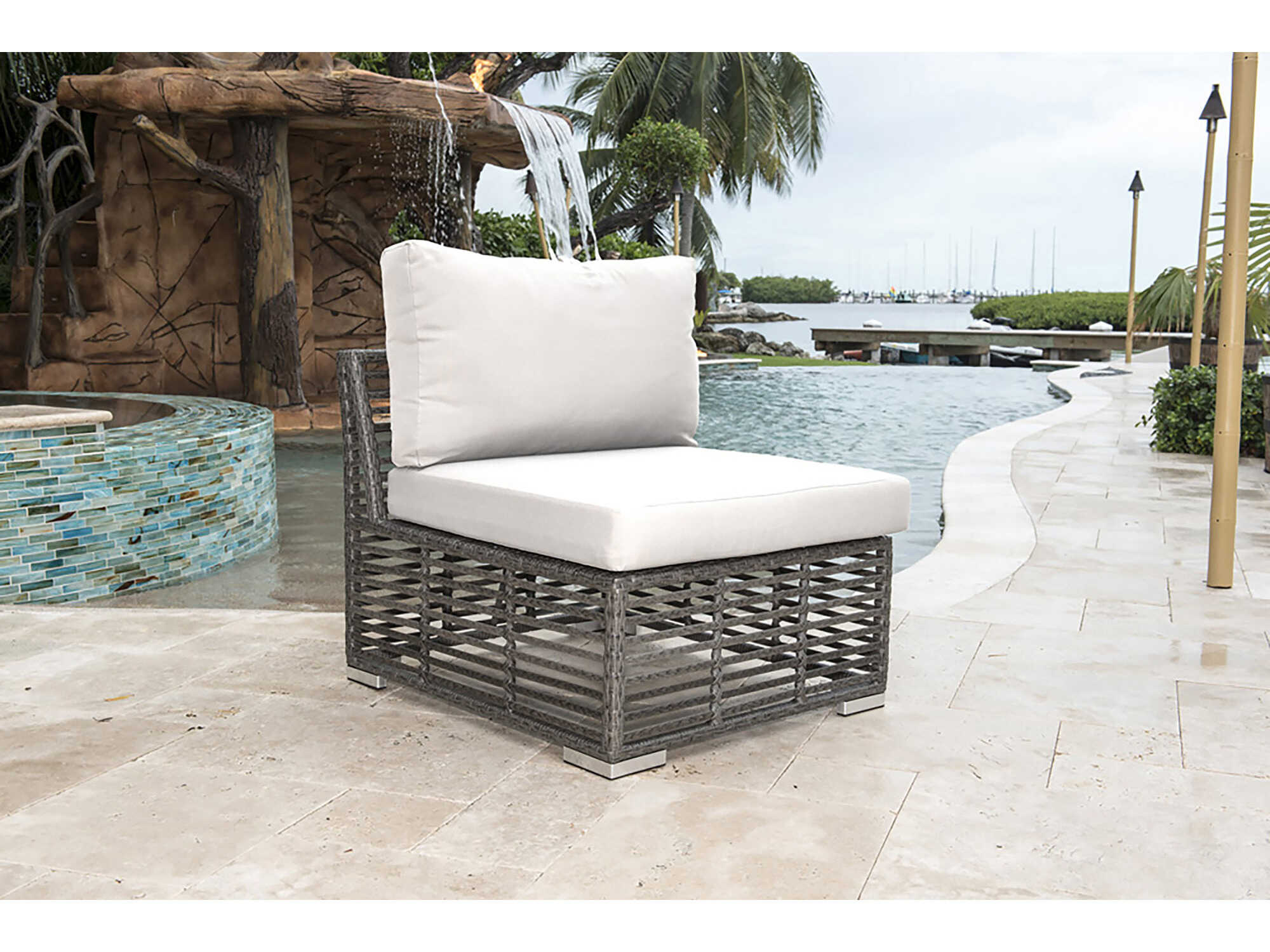 Panama Jack Graphite Wicker Cushion Outdoor Patio Lounge Chair