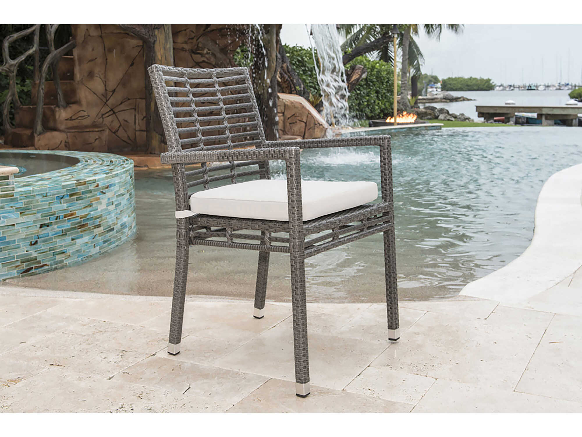 Panama Jack Graphite Wicker Cushion Outdoor Patio Dining Chair