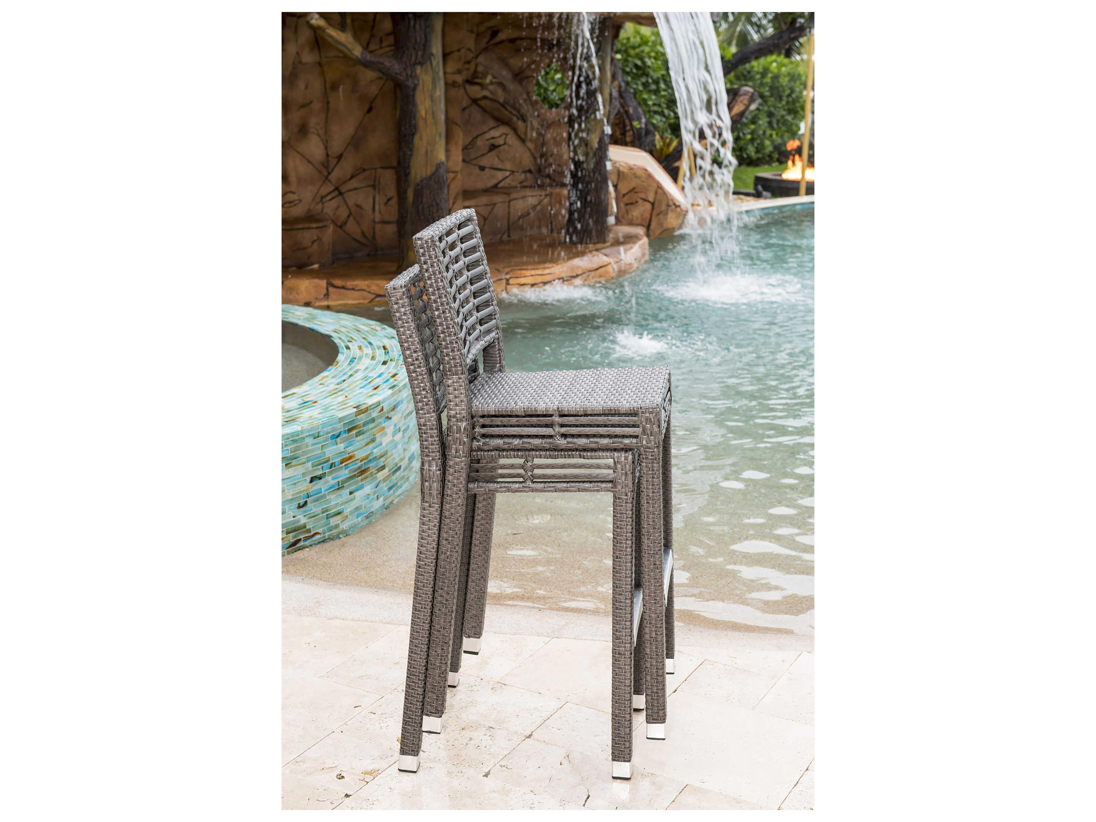 Panama Jack Graphite Wicker Cushion Outdoor Bar Stool