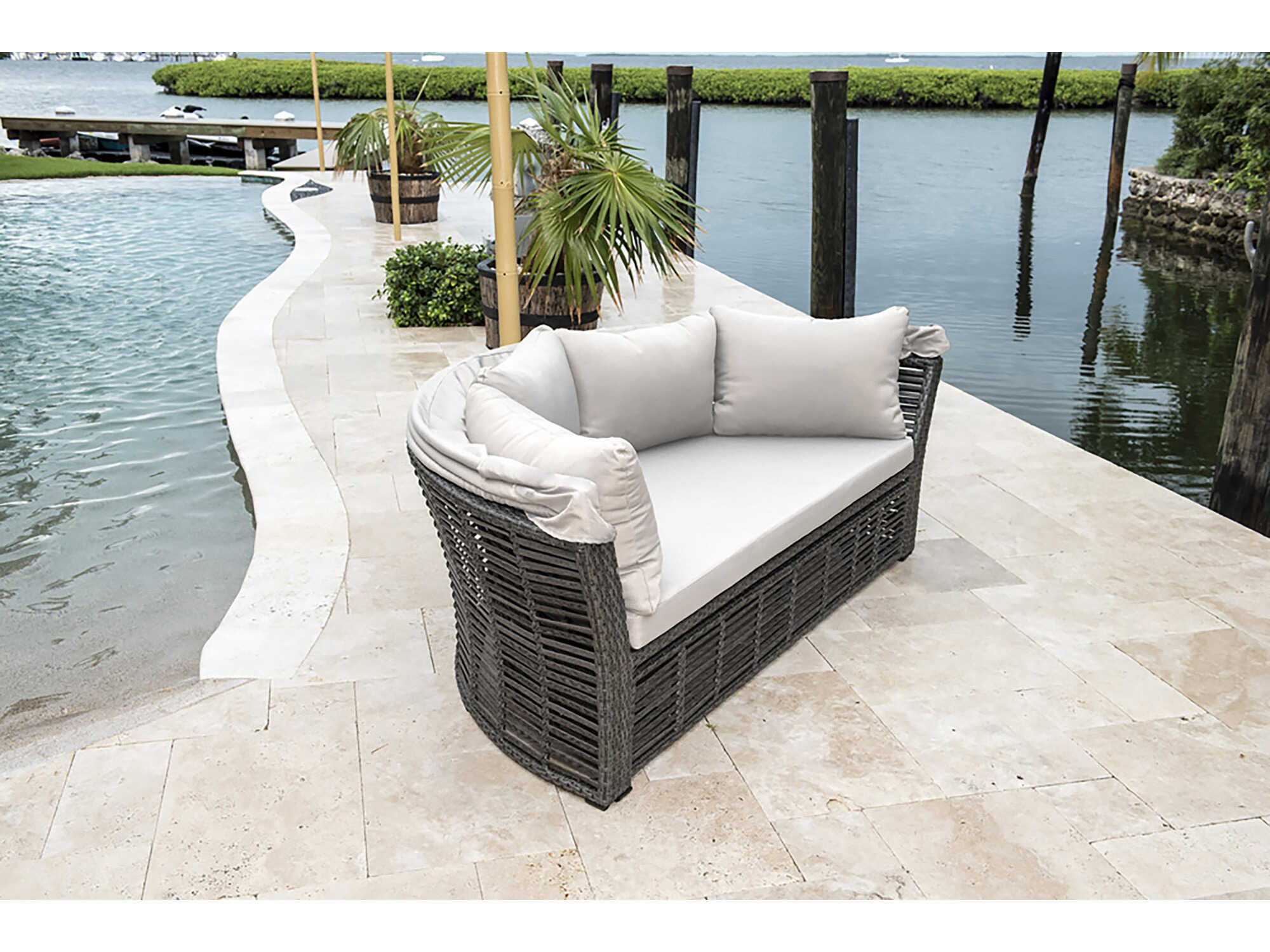 Panama Jack Graphite Wicker Cushion Outdoor Lounge Bed