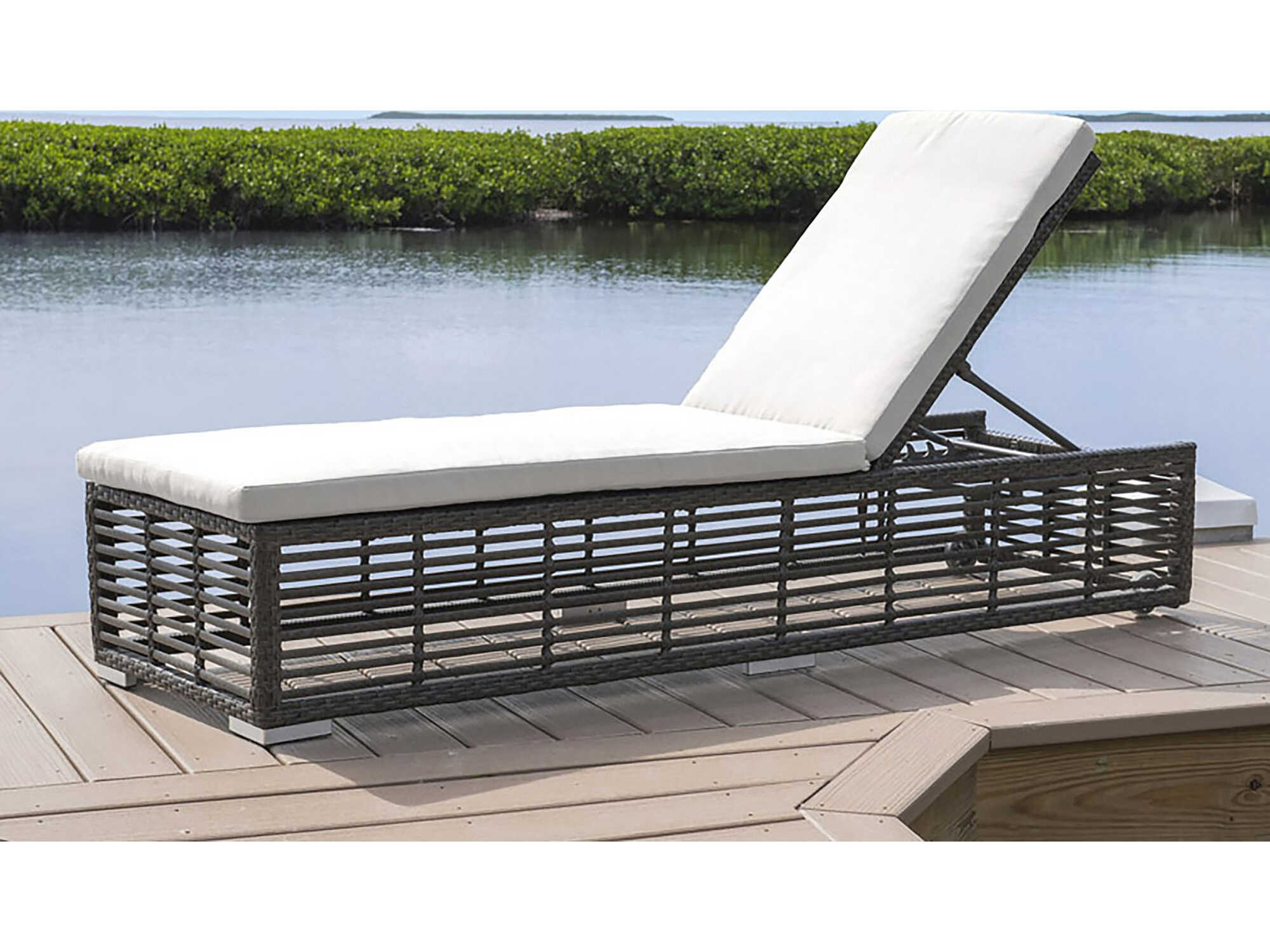 Panama Jack Graphite Wicker Cushion Outdoor Chaise Lounge