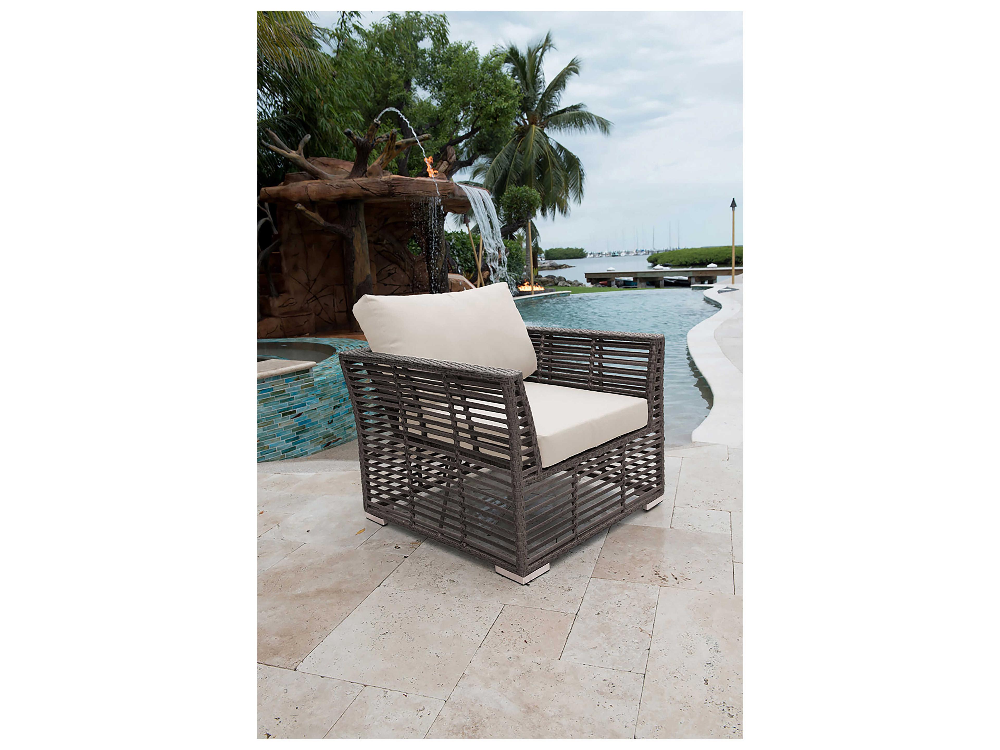 Panama Jack Graphite Wicker Cushion Outdoor Lounge Chair