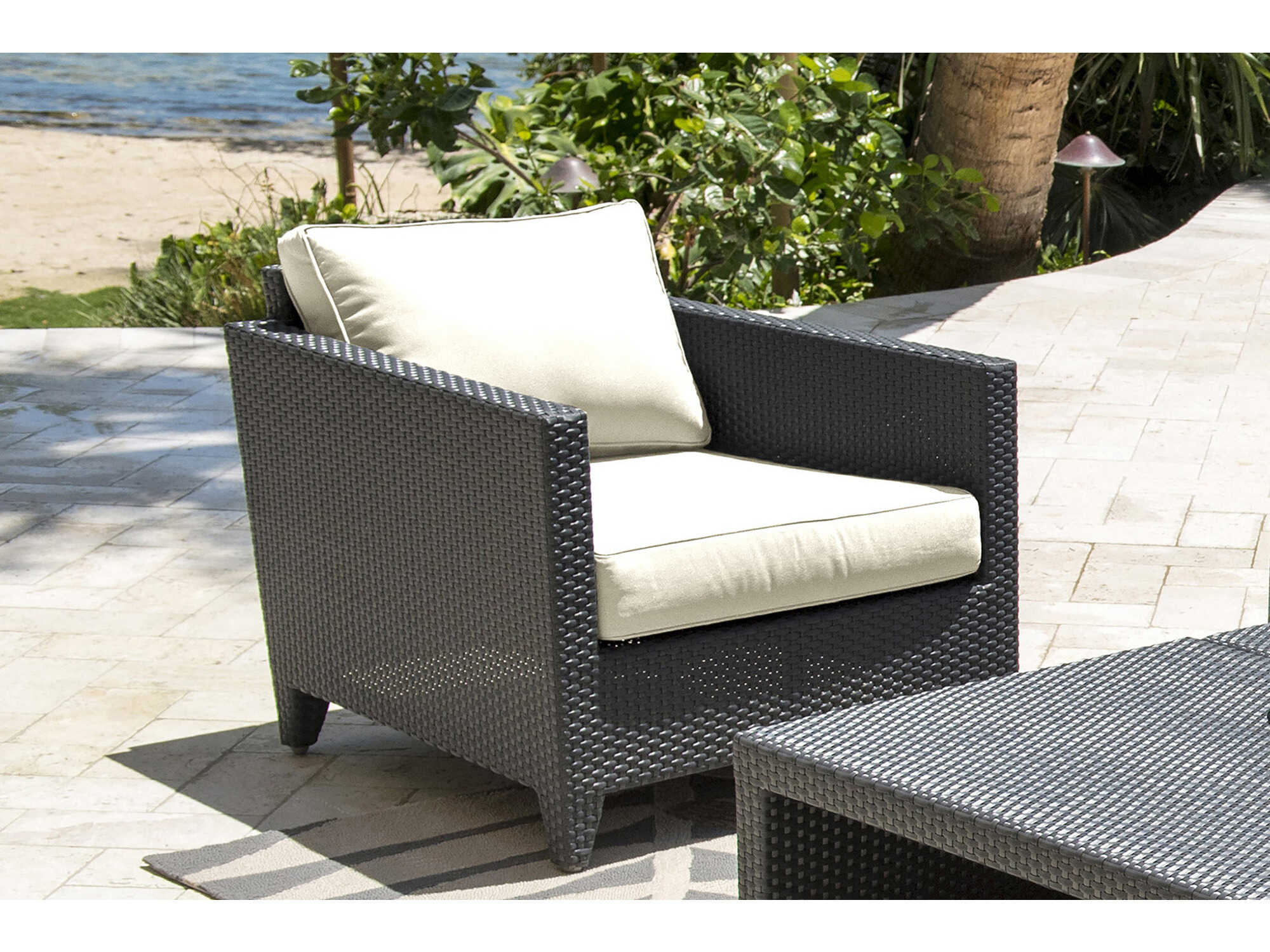 Panama Jack Onyx Wicker Cushion Outdoor Patio Lounge Chair