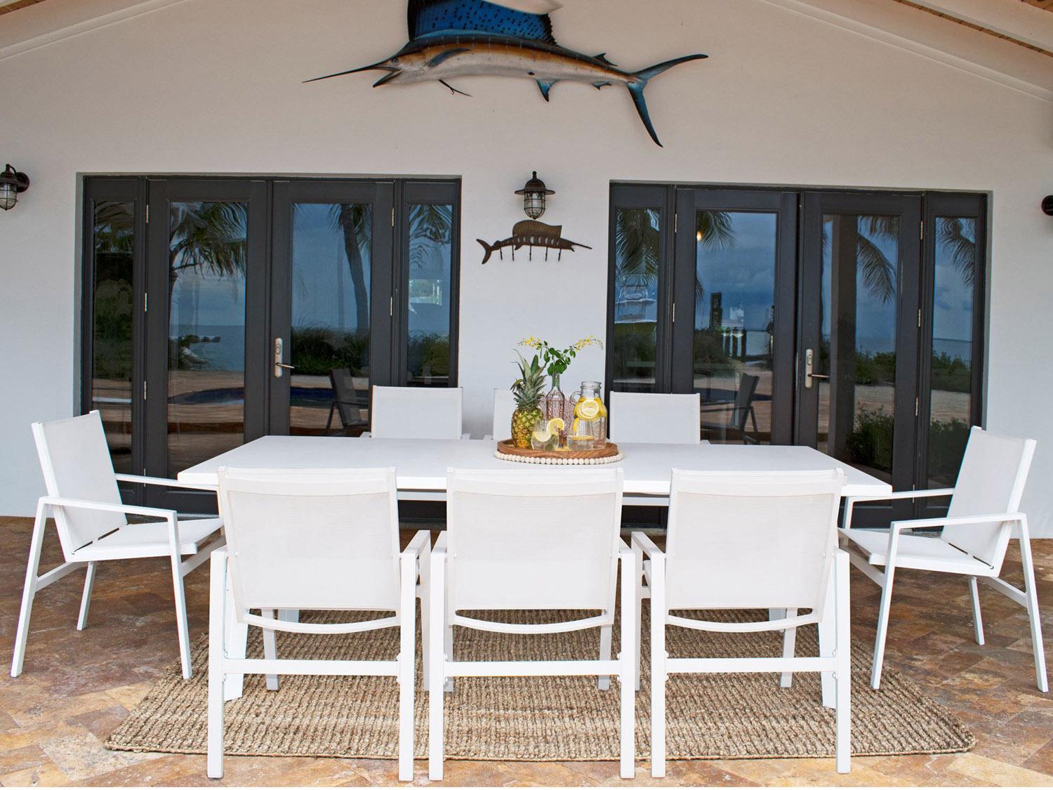 Panama Jack Outdoor Mykonos Aluminum Sling 9 Piece Dining Set