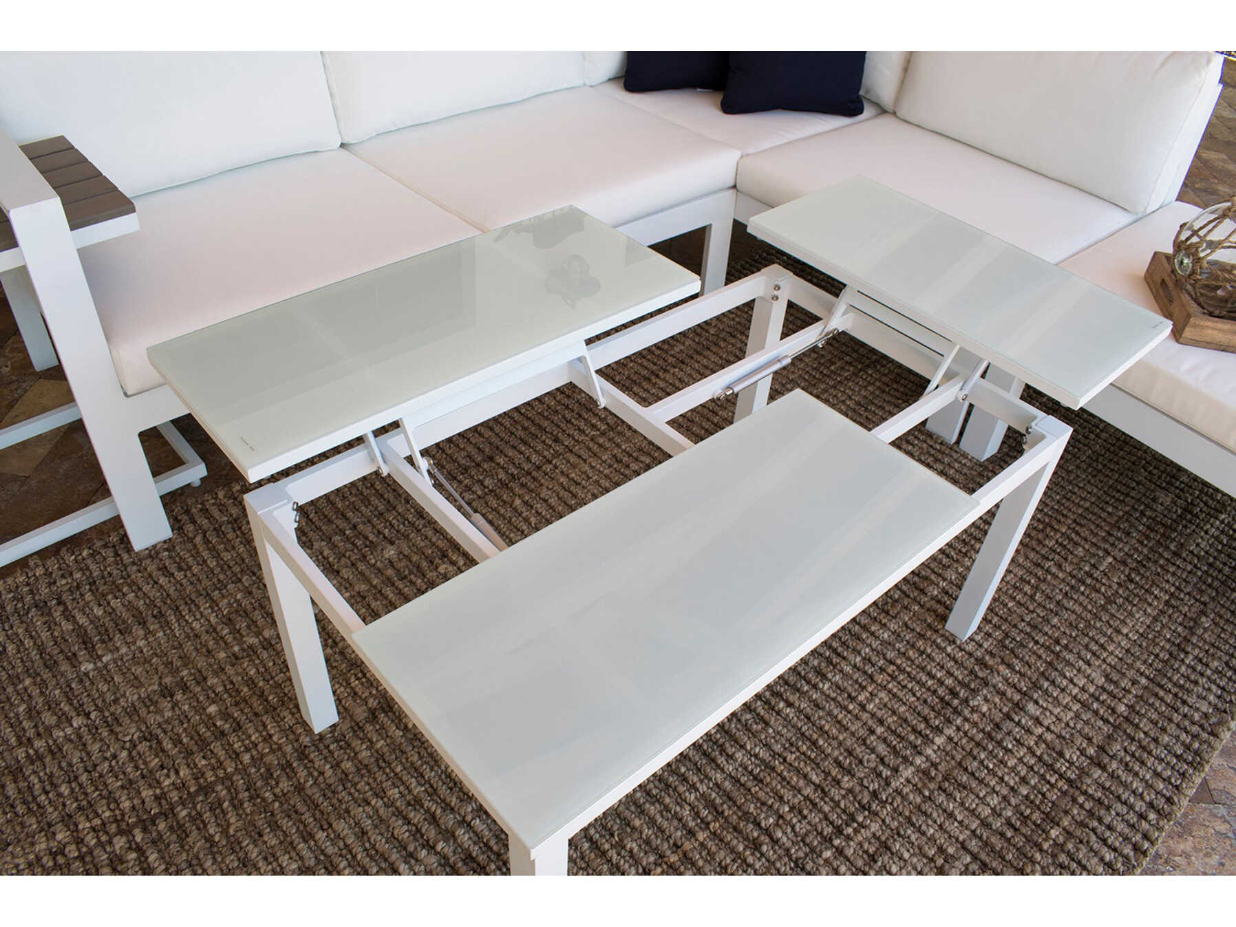 Panama Jack Outdoor Sancastle White Aluminum Cushion 5 Piece Sectional Lounge Set