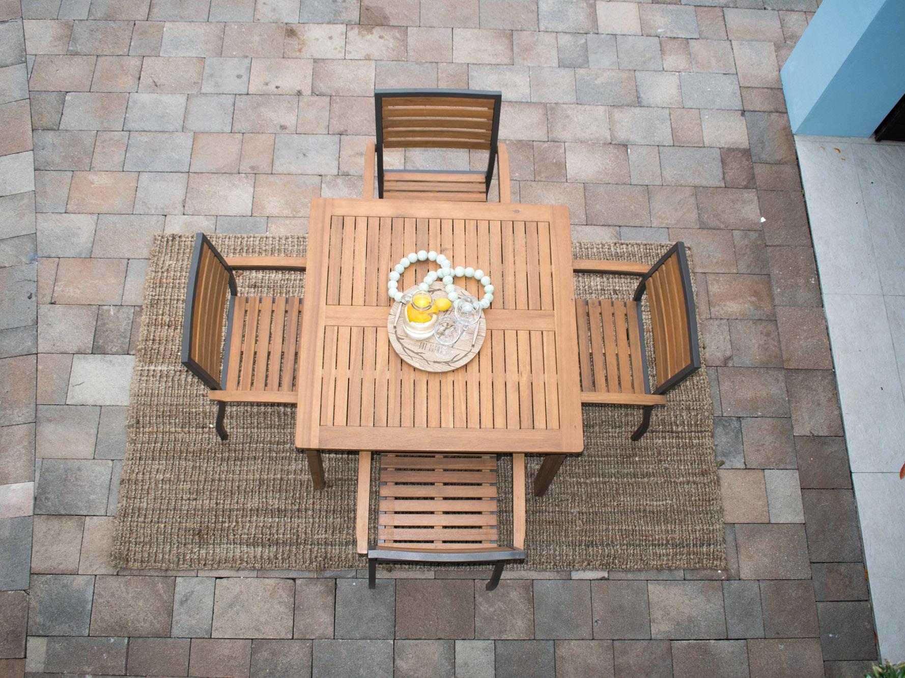 Panama Jack Outdoor Boca Grande Acacia Wood Aluminum 5 Piece Square Dining Set