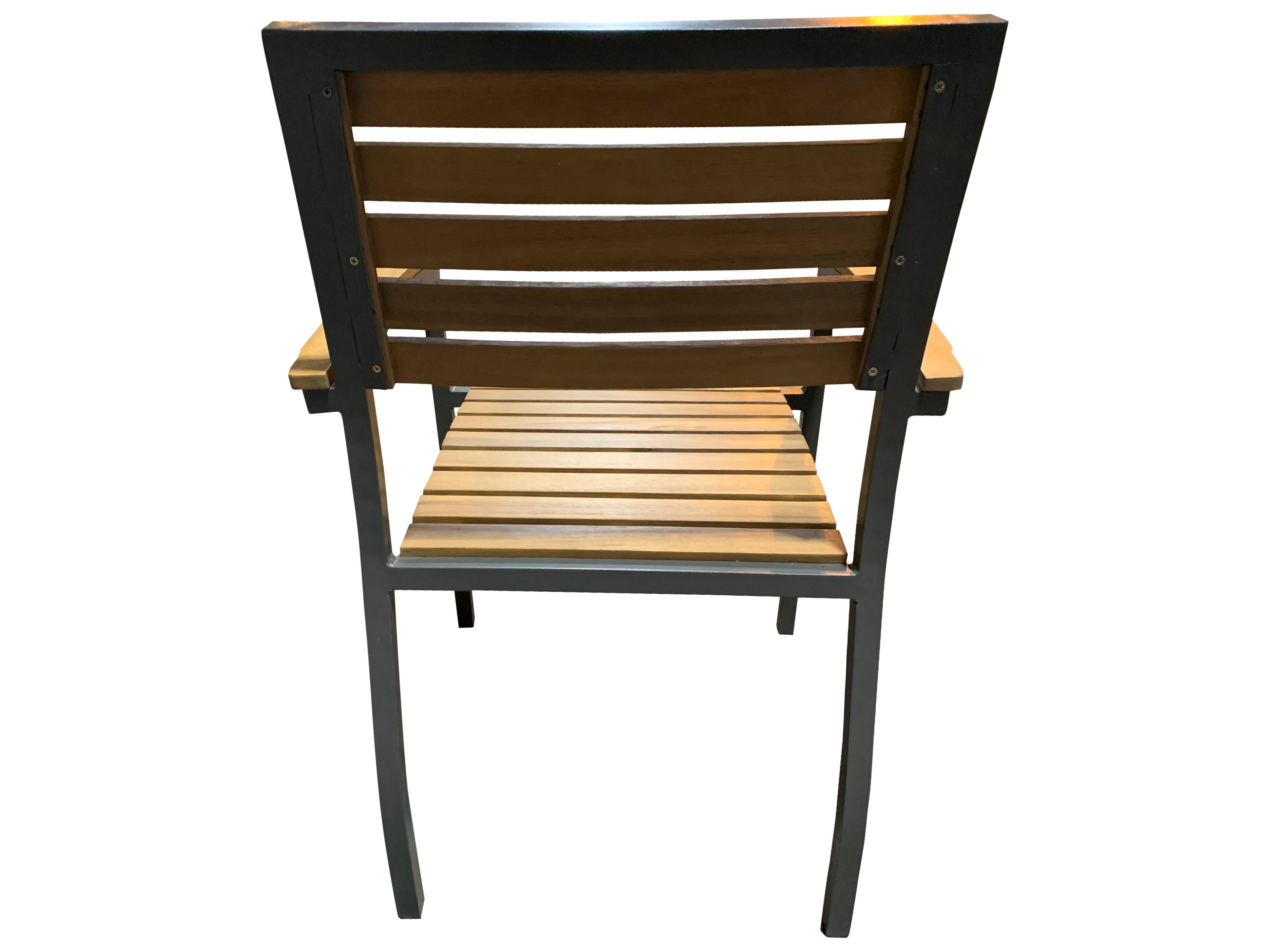 Panama Jack Outdoor Boca Grande Acacia Wood Aluminum Stackable Dining Arm Chair