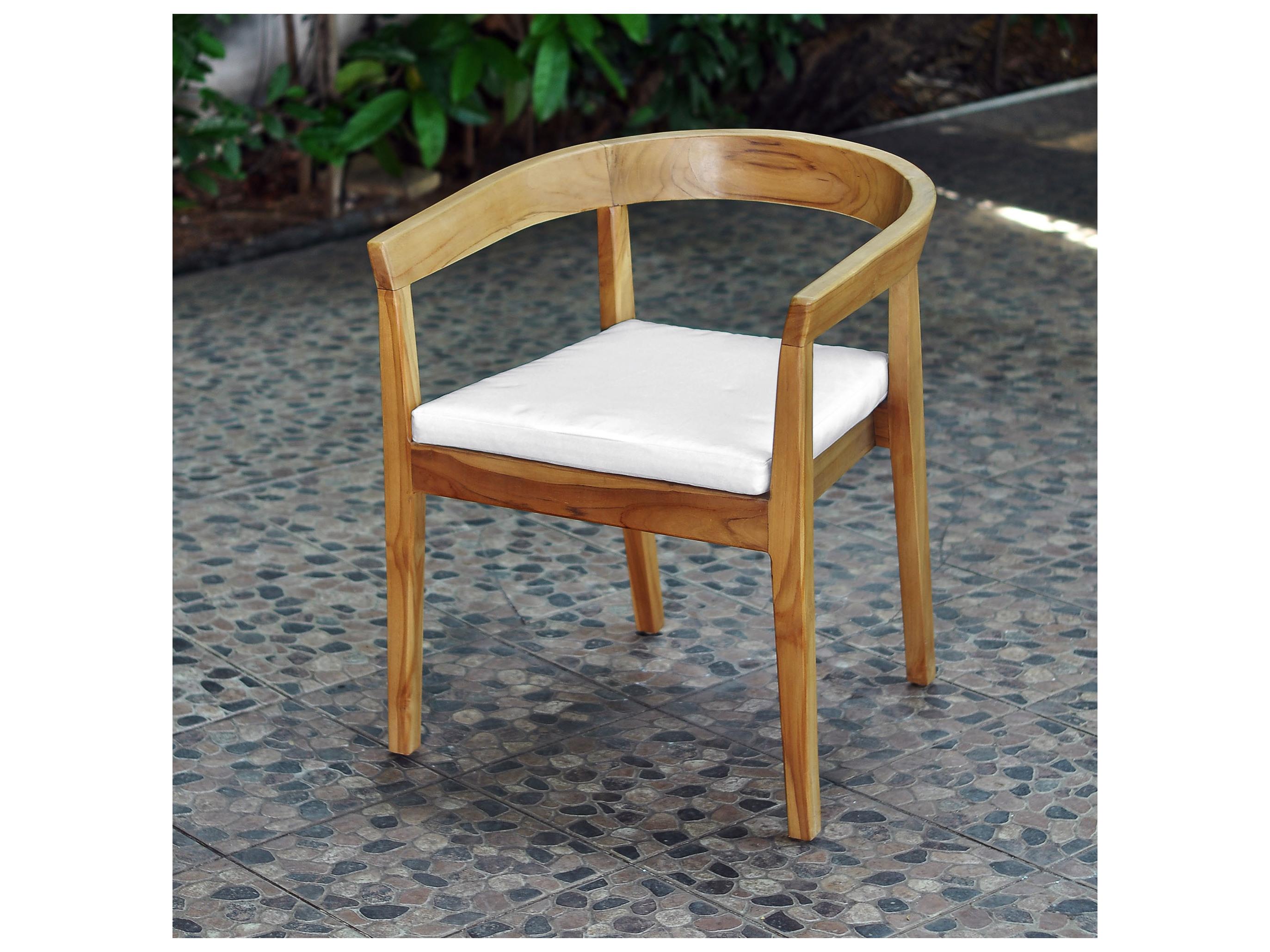 Panama Jack Bali Teak Outdoor Dining Arm Chairs with Cushions Set of 2