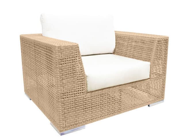 Panama Jack Outdoor Austin Aluminum Wicker Honey Lounge Chair with Cushions