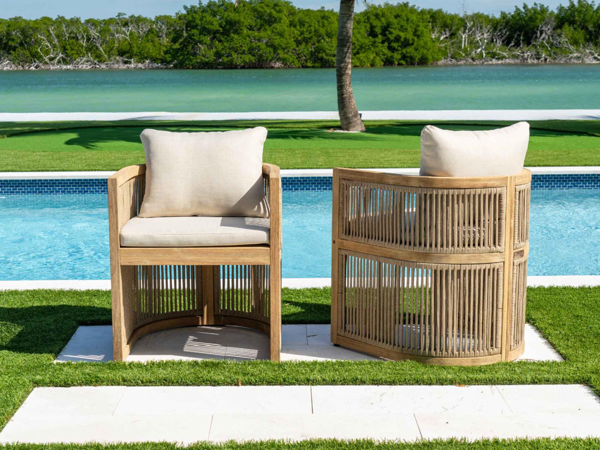 Panama Jack Cabo Set of 2 Barrel Dining Armchairs