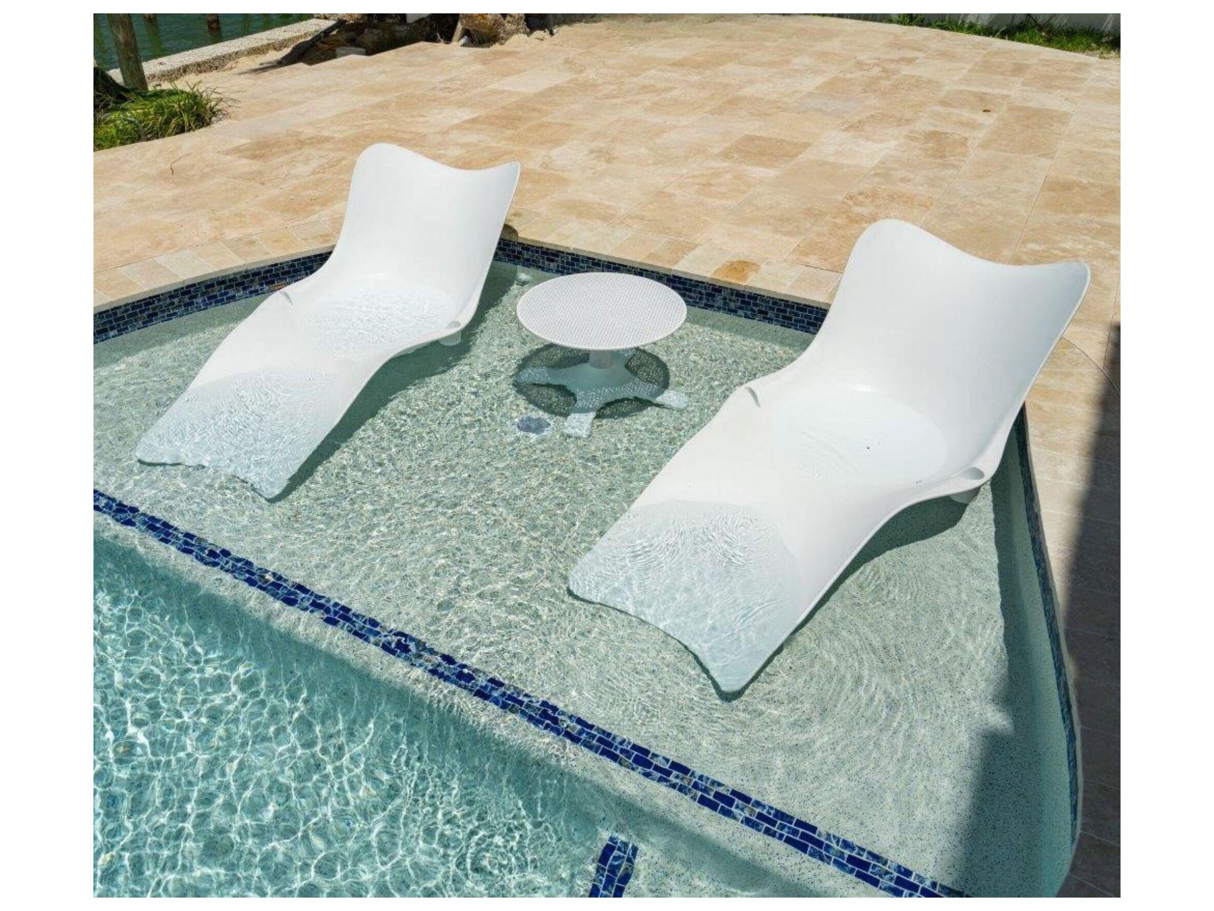 Panama Jack Set of 2 Wave In-Pool Chaise Lounger with End Table
