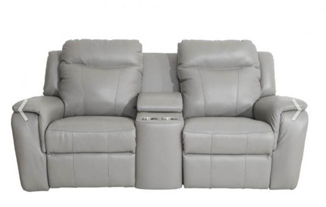 Palliser Buckingham Leather Upholstery Console Loveseat Power Recliner with Cupholder with Power Headrest