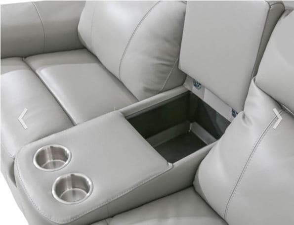 Palliser Buckingham Leather Upholstery Console Loveseat Power Recliner with Cupholder with Power Headrest