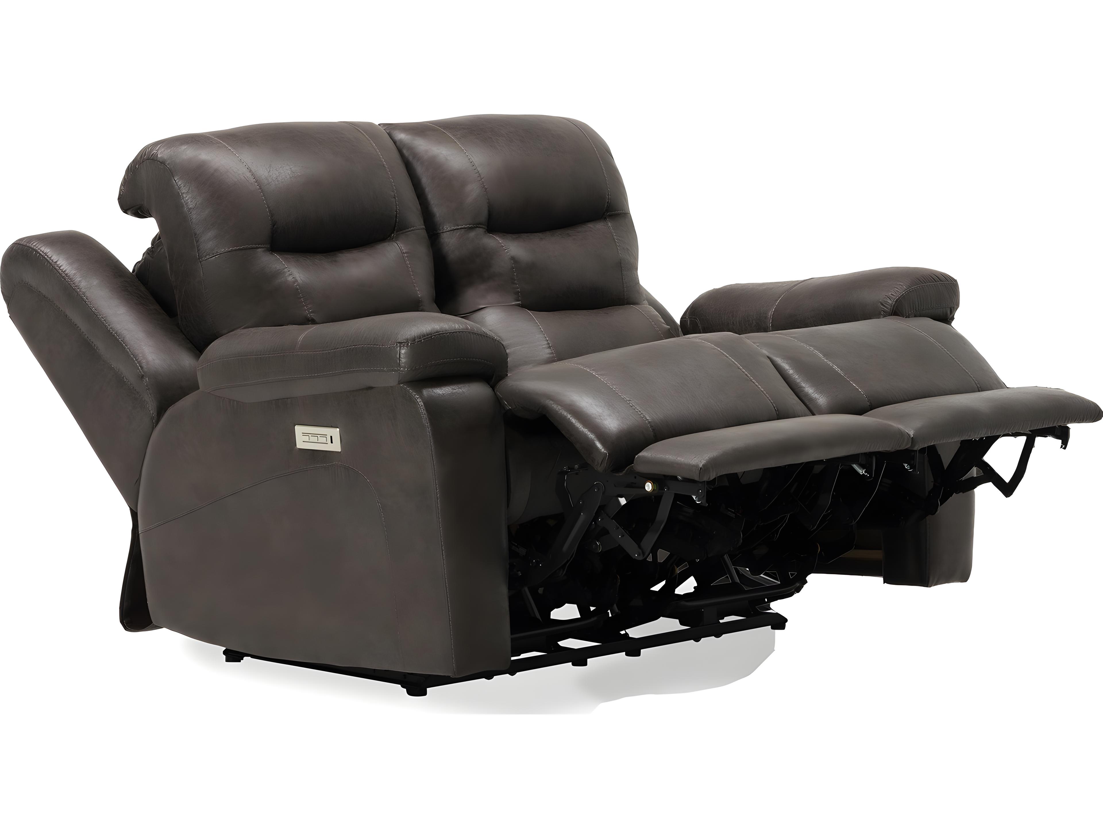 Palliser Leighton Leather Upholstery Console Loveseat Power Recliner with Cupholder