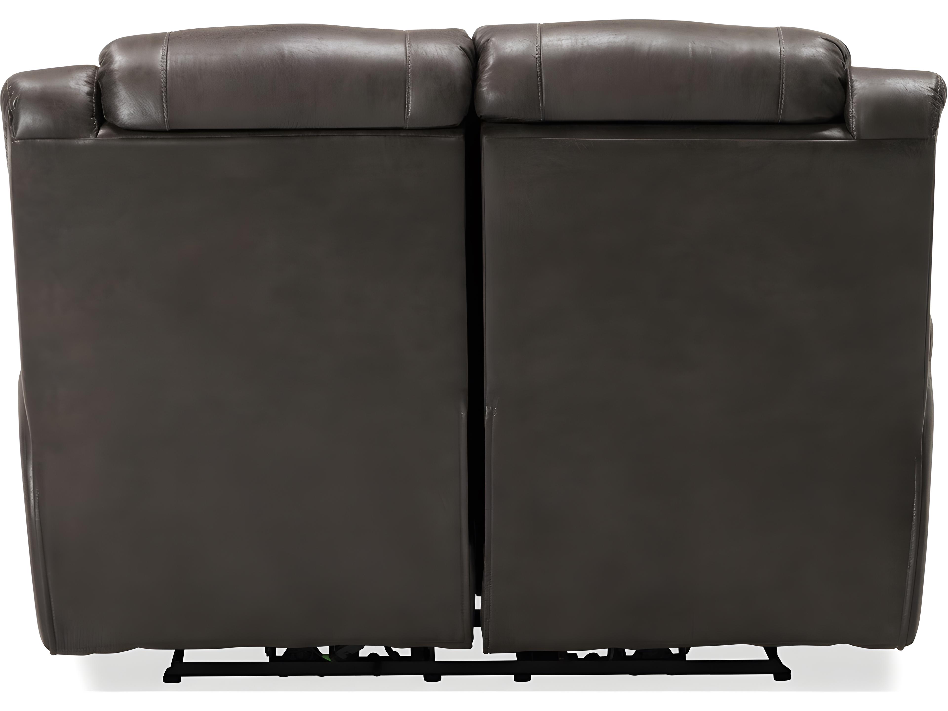 Palliser Leighton Leather Upholstery Console Loveseat Power Recliner with Cupholder