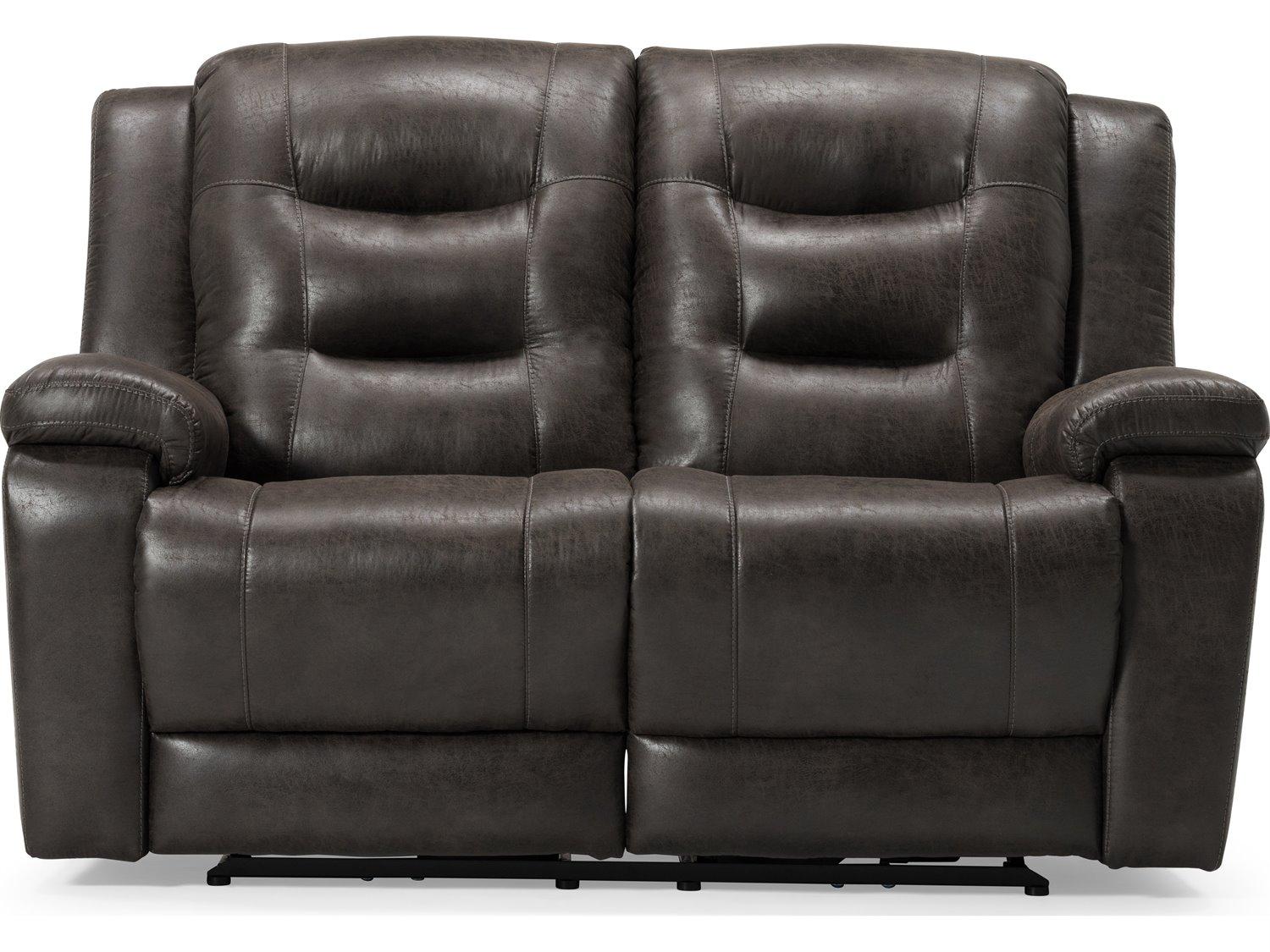 Palliser Leighton Leather Upholstery Loveseat Power Recliner with Headrest & Lumbar