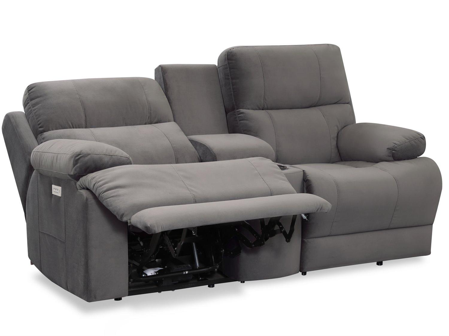 Palliser Kenaston Leather Upholstery Console Loveseat Power Recliner with Headrest & Lumbar